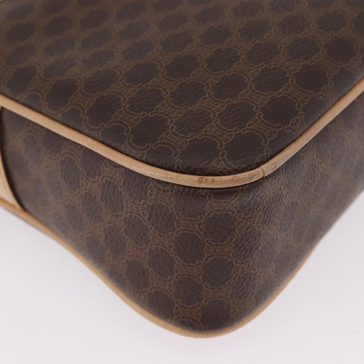 CELINE Macadam Shoulder Bag PVC Leather Brown Gold Auth 190963A