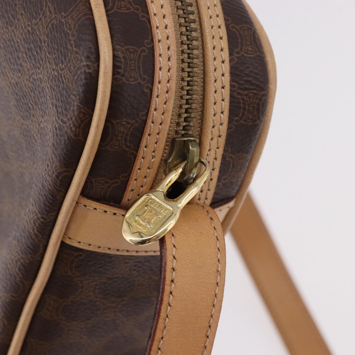 CELINE Macadam Shoulder Bag PVC Leather Brown Gold Auth 190963A