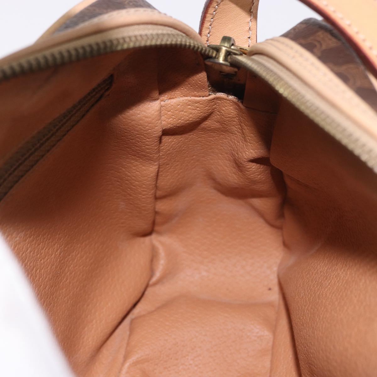 CELINE Macadam Shoulder Bag PVC Leather Brown Gold Auth 190963A