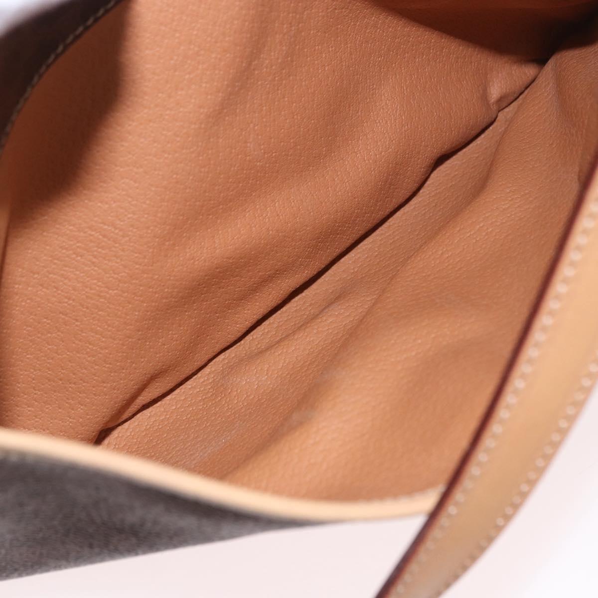 CELINE Macadam Shoulder Bag PVC Leather Brown Gold Auth 190963A