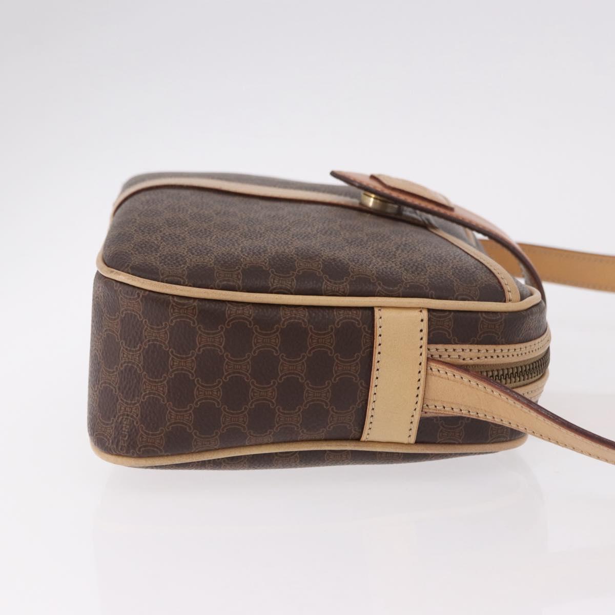 CELINE Macadam Shoulder Bag PVC Leather Brown Gold Auth 190963A