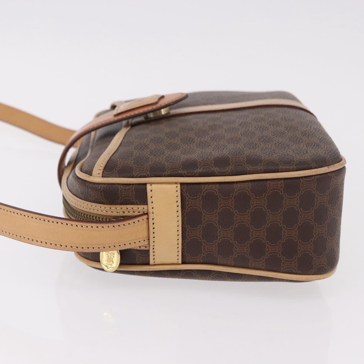 CELINE Macadam Shoulder Bag PVC Leather Brown Gold Auth 190963A
