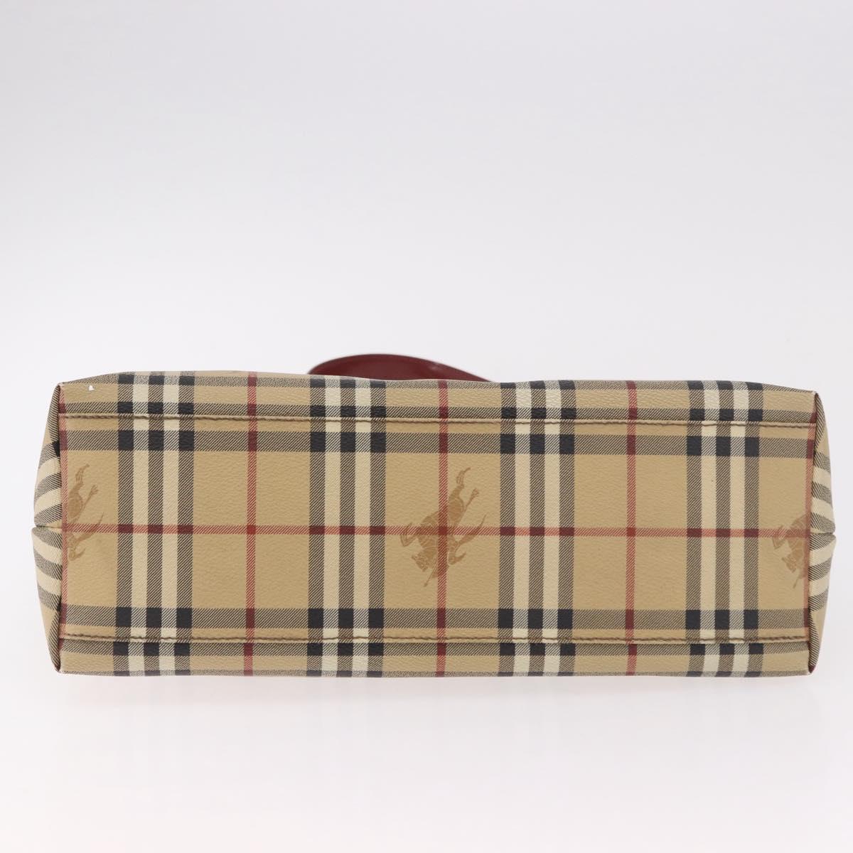 BURBERRY Nova Check Tote Bag PVC Leather Beige Silver Auth 190964