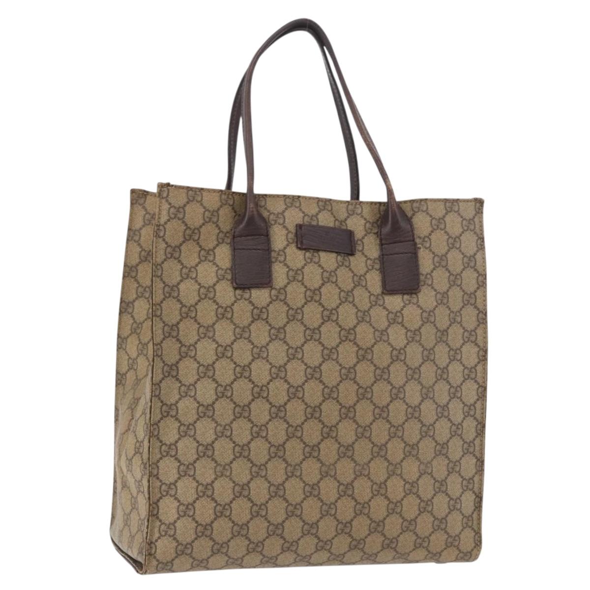 GUCCI GG Supreme Tote Bag PVC Leather Beige 91249 Auth 190967