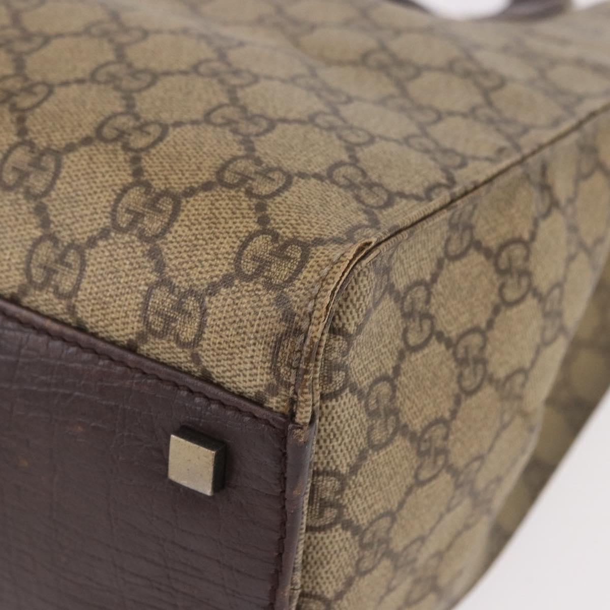 GUCCI GG Supreme Tote Bag PVC Leather Beige 91249 Auth 190967