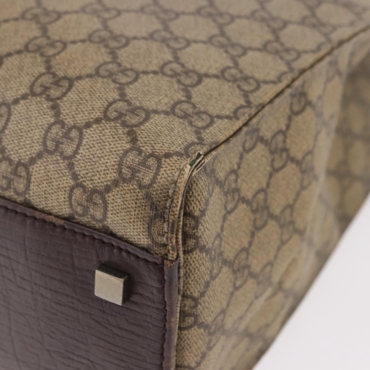 GUCCI GG Supreme Tote Bag PVC Leather Beige 91249 Auth 190967