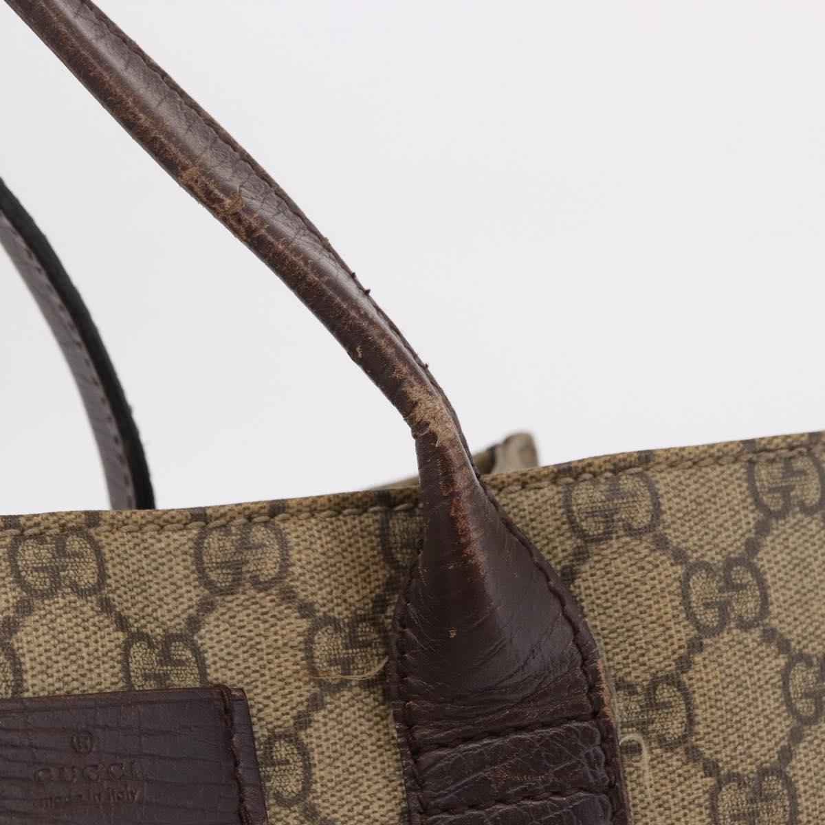 GUCCI GG Supreme Tote Bag PVC Leather Beige 91249 Auth 190967