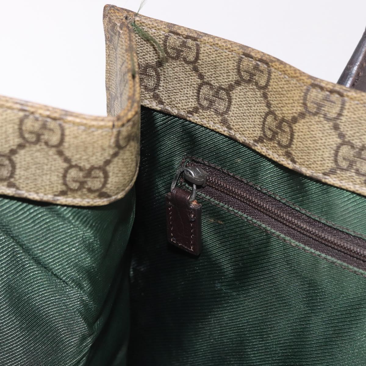 GUCCI GG Supreme Tote Bag PVC Leather Beige 91249 Auth 190967