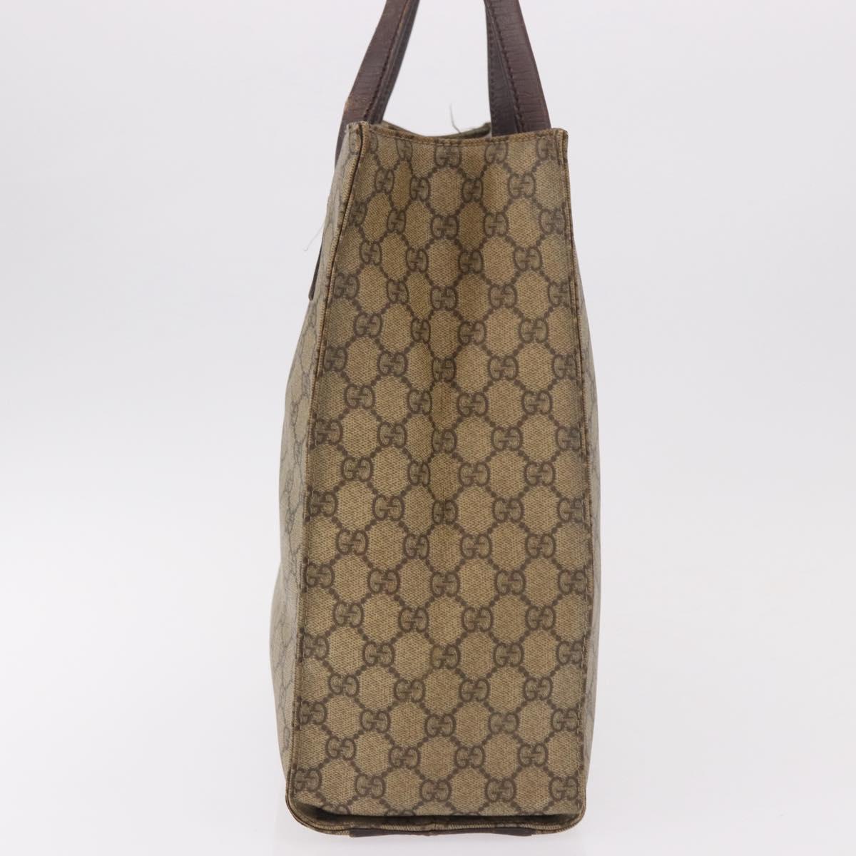 GUCCI GG Supreme Tote Bag PVC Leather Beige 91249 Auth 190967