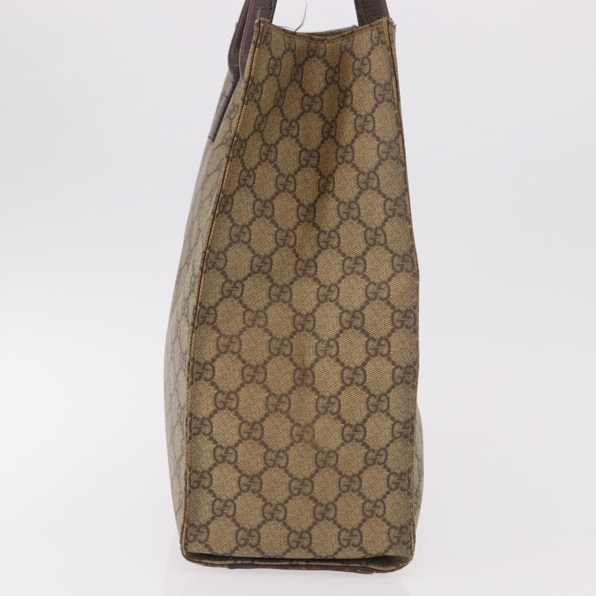 GUCCI GG Supreme Tote Bag PVC Leather Beige 91249 Auth 190967