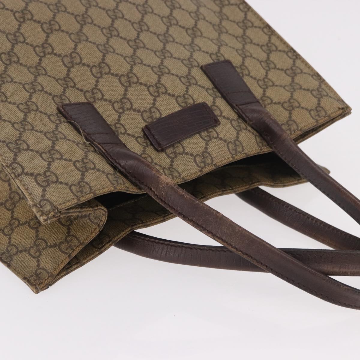 GUCCI GG Supreme Tote Bag PVC Leather Beige 91249 Auth 190967