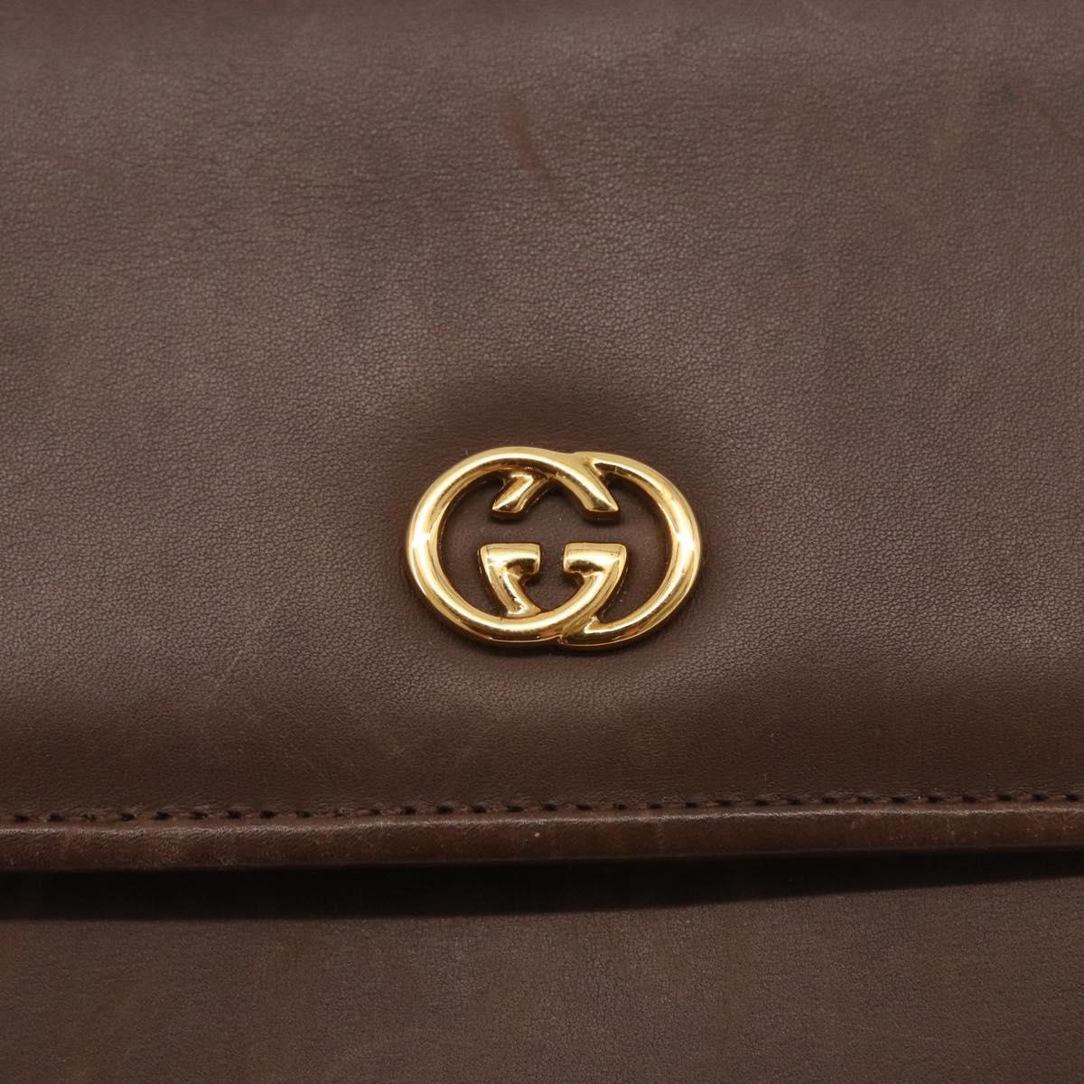 GUCCI Hand Bag Leather Brown Gold 000 46 4857 Auth 190970