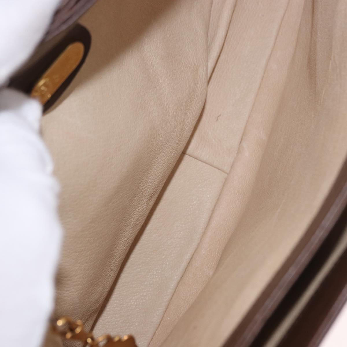 GUCCI Hand Bag Leather Brown Gold 000 46 4857 Auth 190970