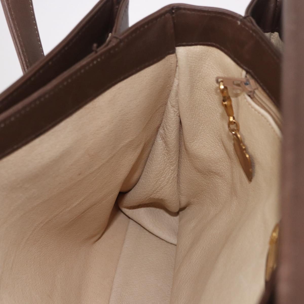 GUCCI Hand Bag Leather Brown Gold 000 46 4857 Auth 190970