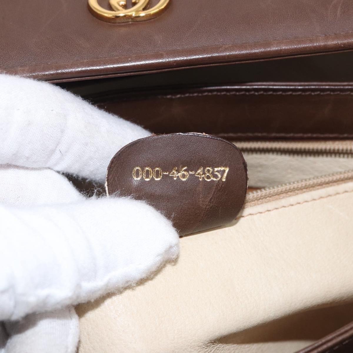GUCCI Hand Bag Leather Brown Gold 000 46 4857 Auth 190970