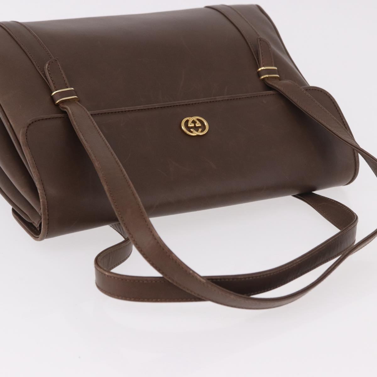 GUCCI Hand Bag Leather Brown Gold 000 46 4857 Auth 190970