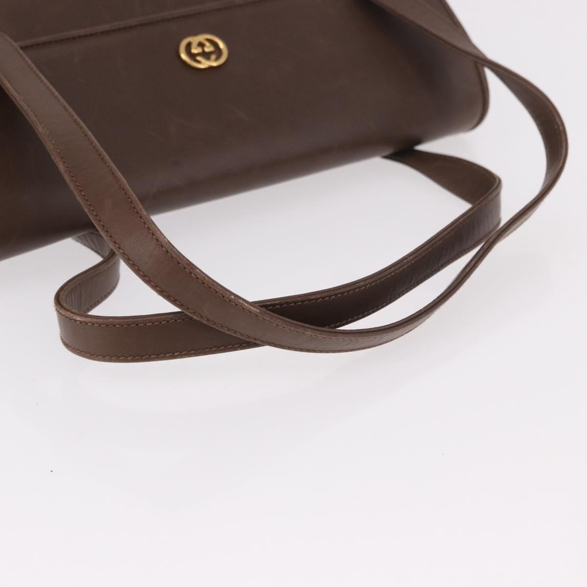 GUCCI Hand Bag Leather Brown Gold 000 46 4857 Auth 190970