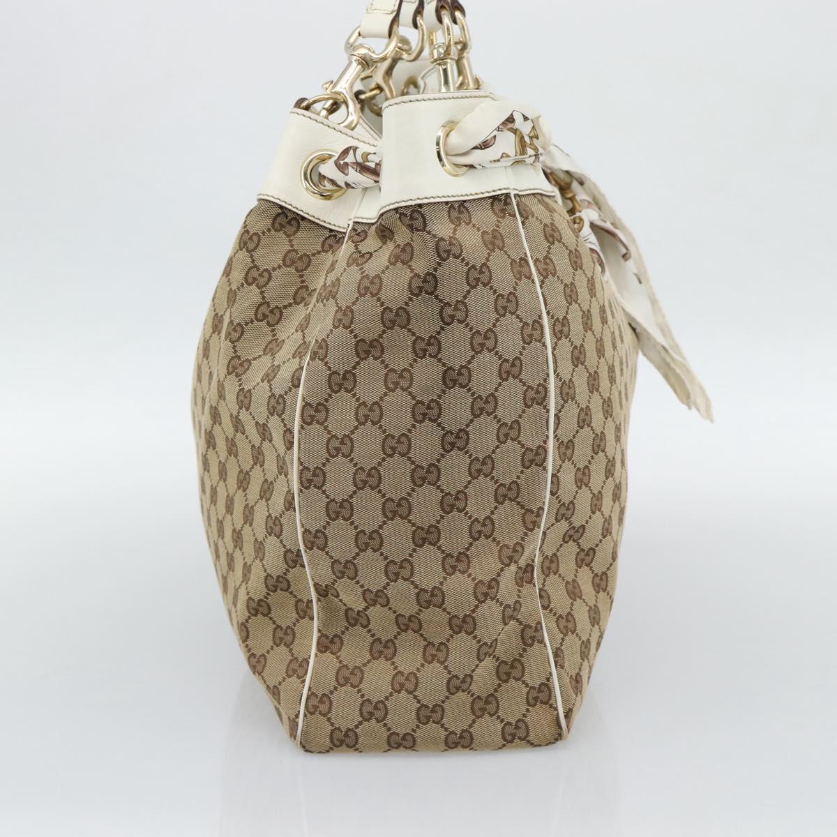 GUCCI GG Canvas Tote Bag Beige Gold 153695 Auth 190971A
