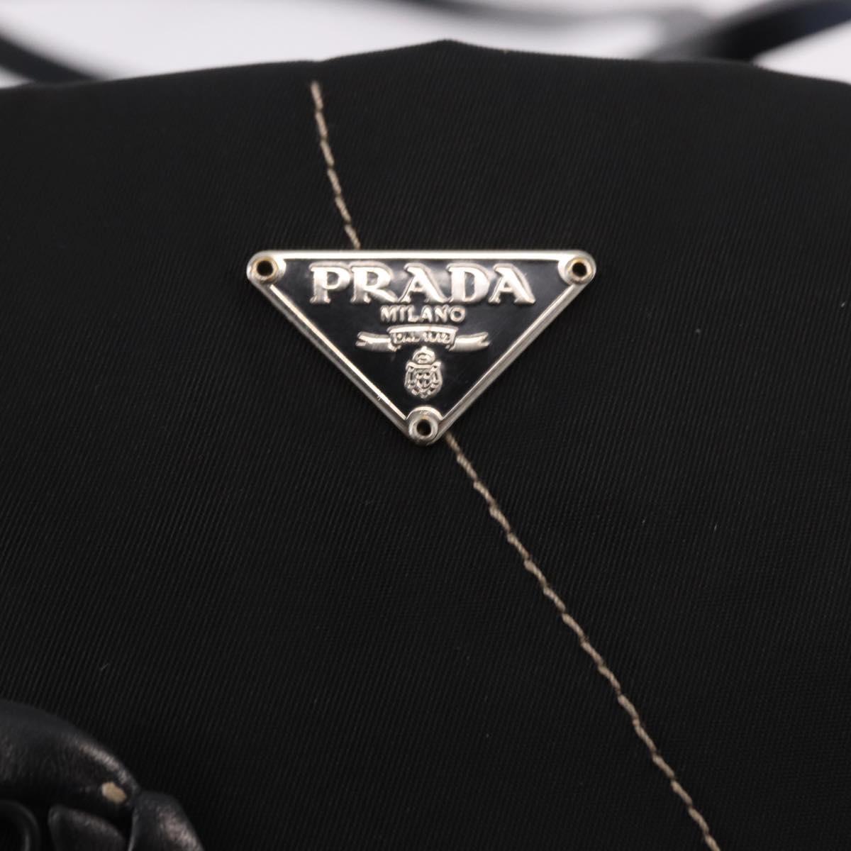 PRADA Tote Bag Nylon Black Silver Auth 190972A
