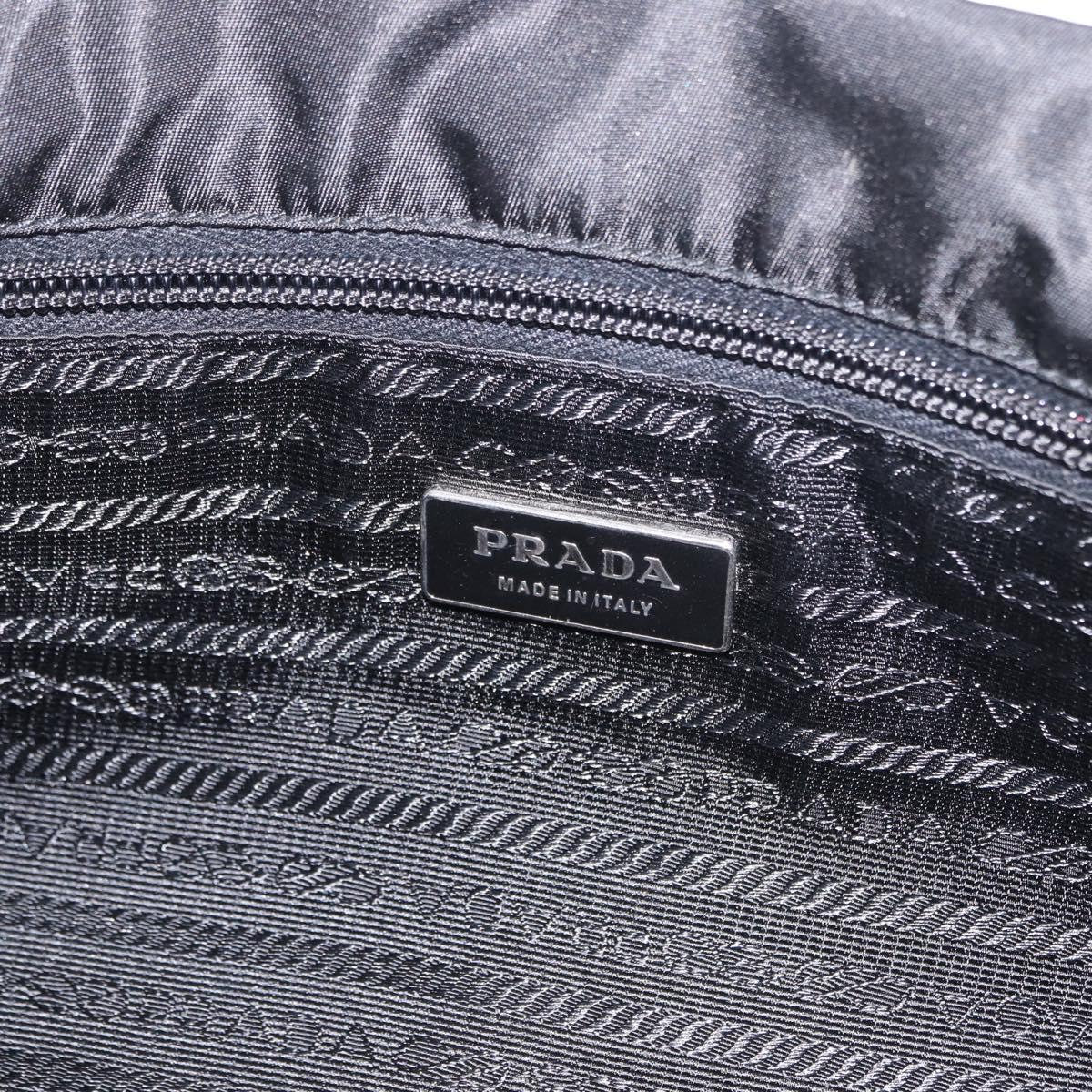 PRADA Tote Bag Nylon Black Silver Auth 190972A