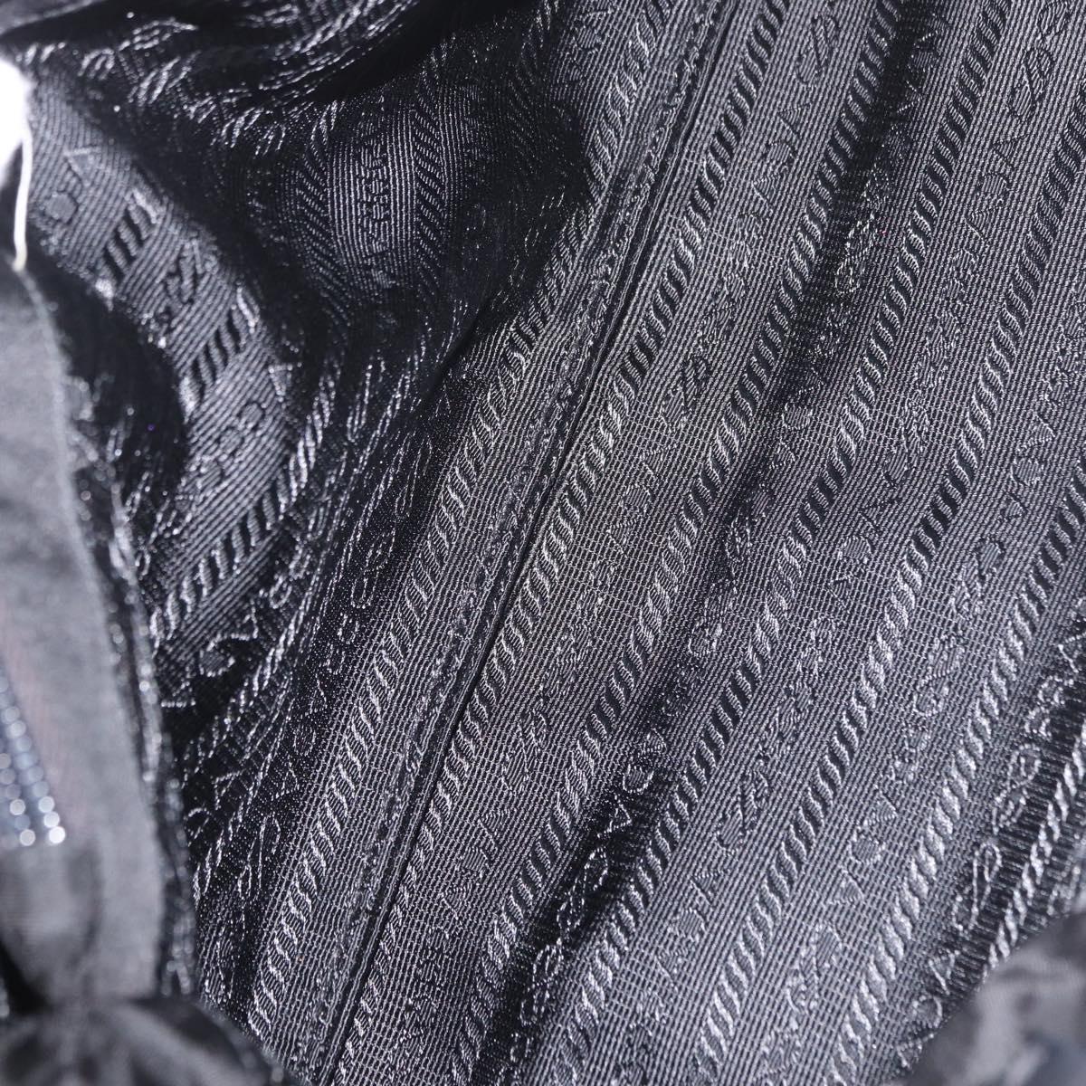 PRADA Tote Bag Nylon Black Silver Auth 190972A