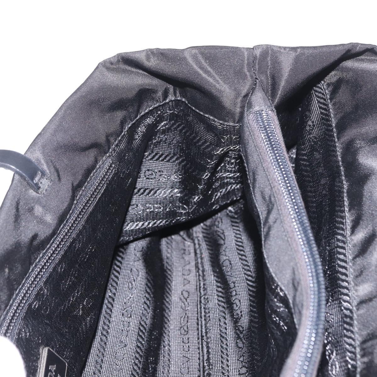 PRADA Tote Bag Nylon Black Silver Auth 190972A