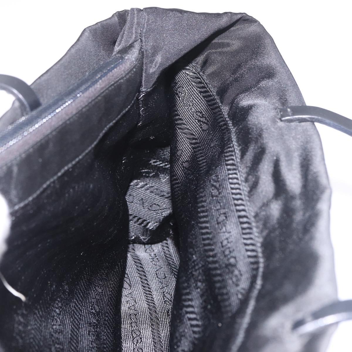 PRADA Tote Bag Nylon Black Silver Auth 190972A