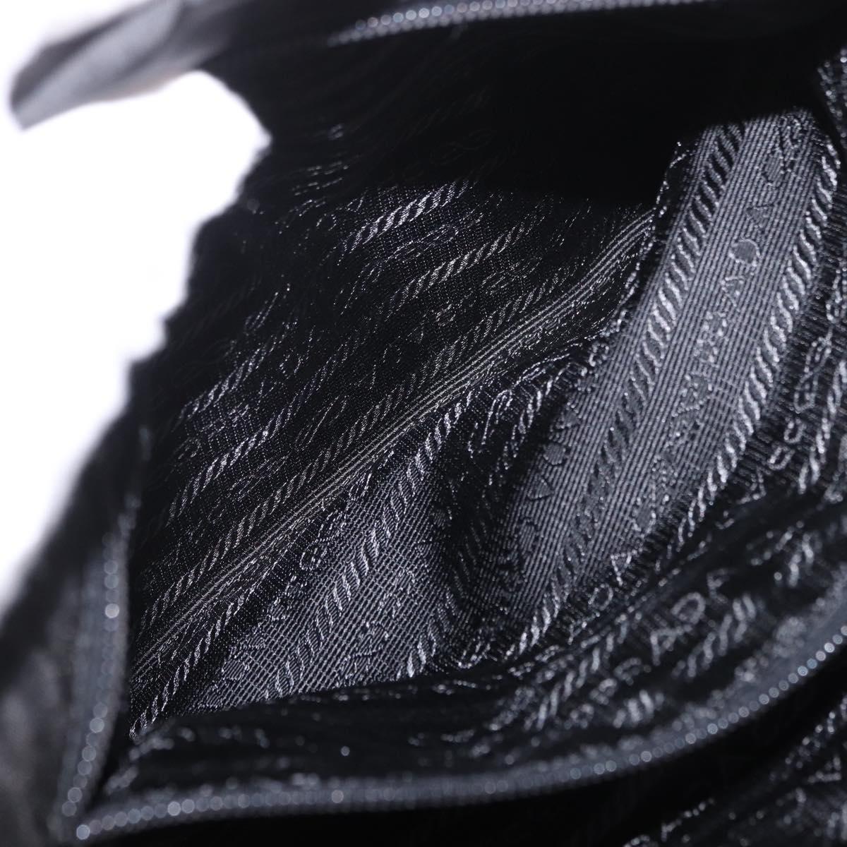 PRADA Tote Bag Nylon Black Silver Auth 190972A