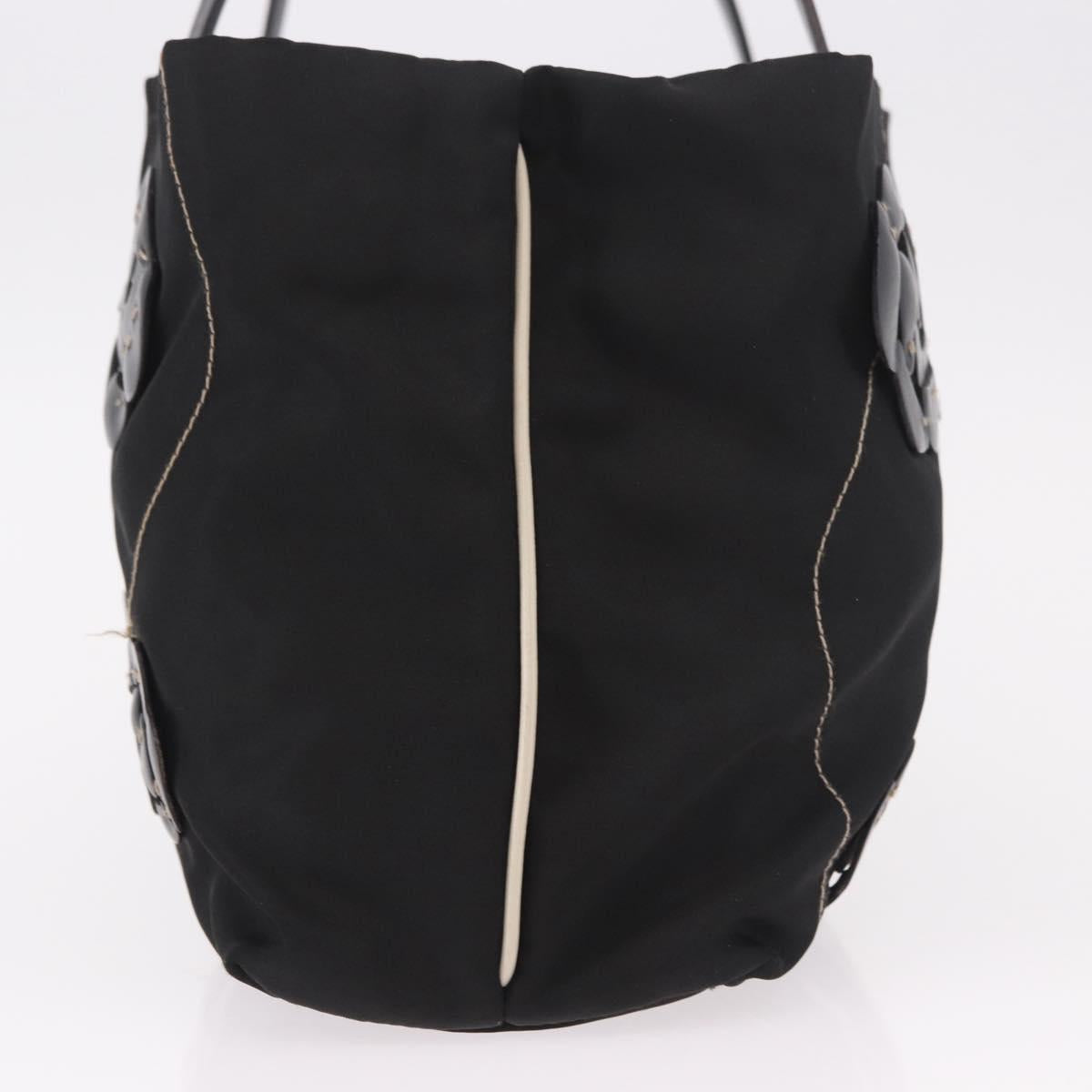 PRADA Tote Bag Nylon Black Silver Auth 190972A