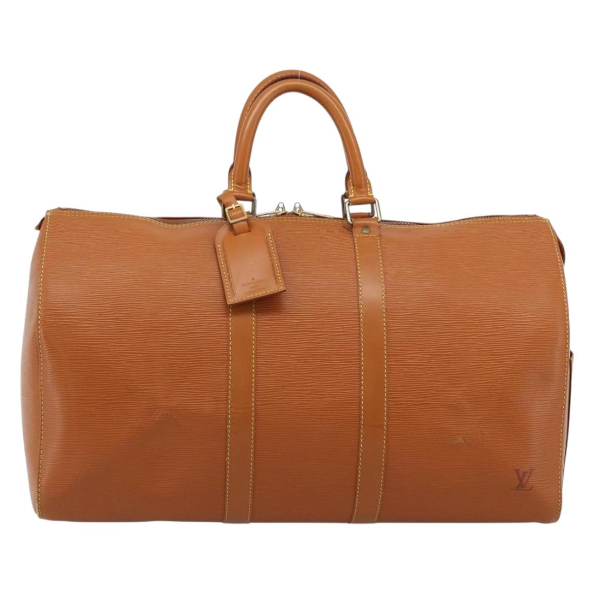 LOUIS VUITTON Epi Keepall 45 Boston Bag Brown Zipangu Gold M42978 LV Auth 190973