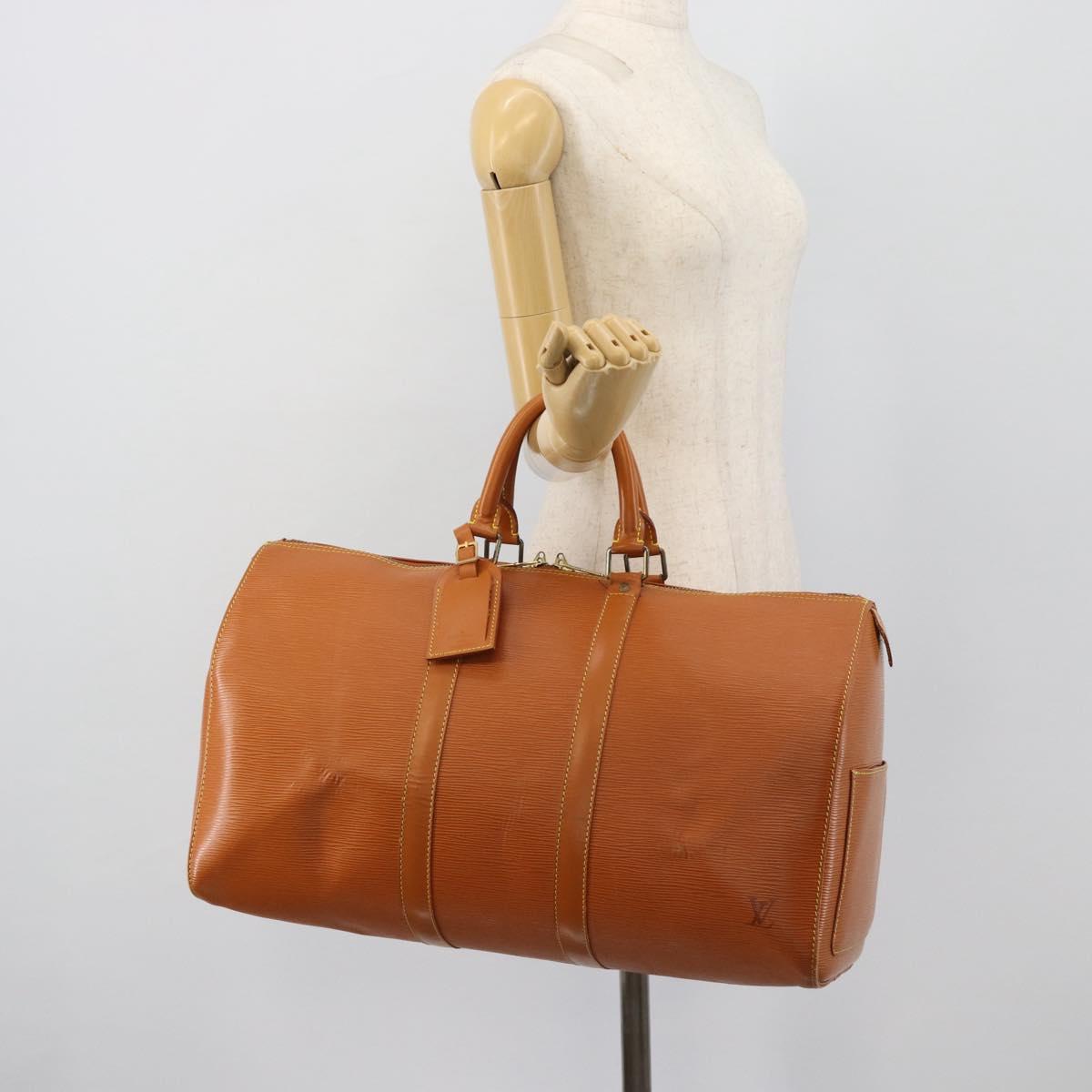 LOUIS VUITTON Epi Keepall 45 Boston Bag Brown Zipangu Gold M42978 LV Auth 190973