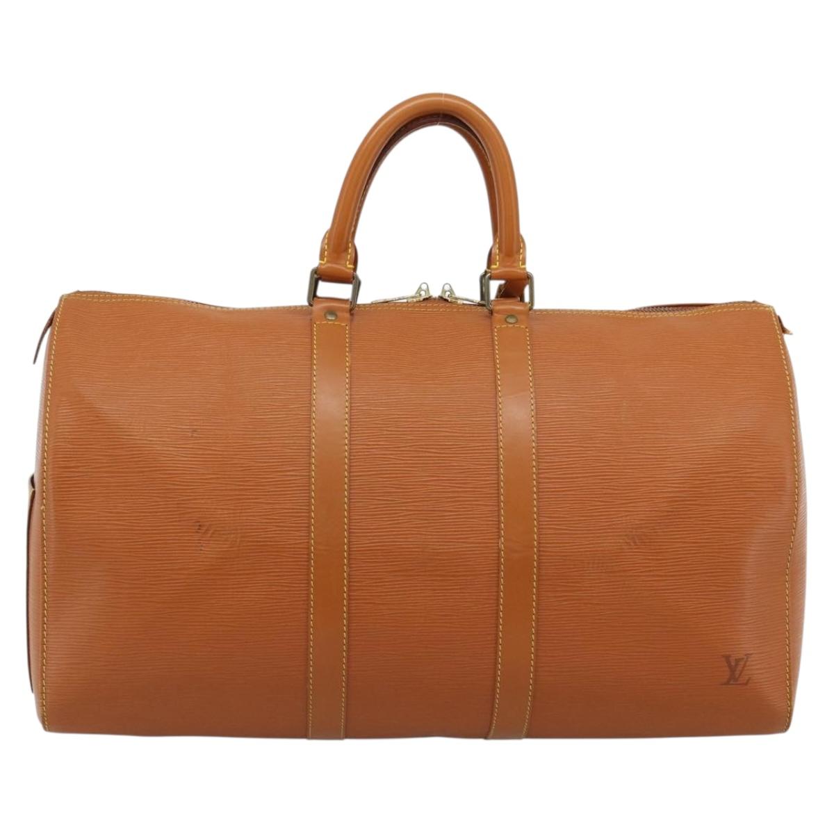 LOUIS VUITTON Epi Keepall 45 Boston Bag Brown Zipangu Gold M42978 LV Auth 190973