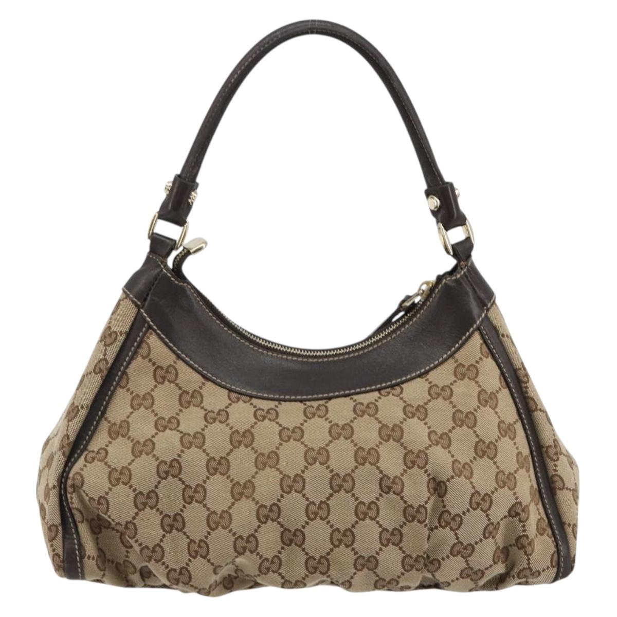 GUCCI GG Canvas Abbey Shoulder Bag Beige Gold 190525 Auth 190974SAV
