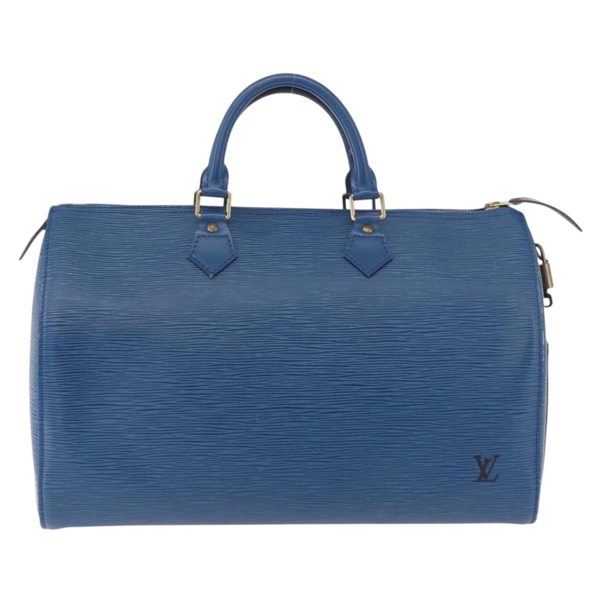 LOUIS VUITTON Epi Speedy 35 Hand Bag Toledo Blue M42995 LV Auth 190979A