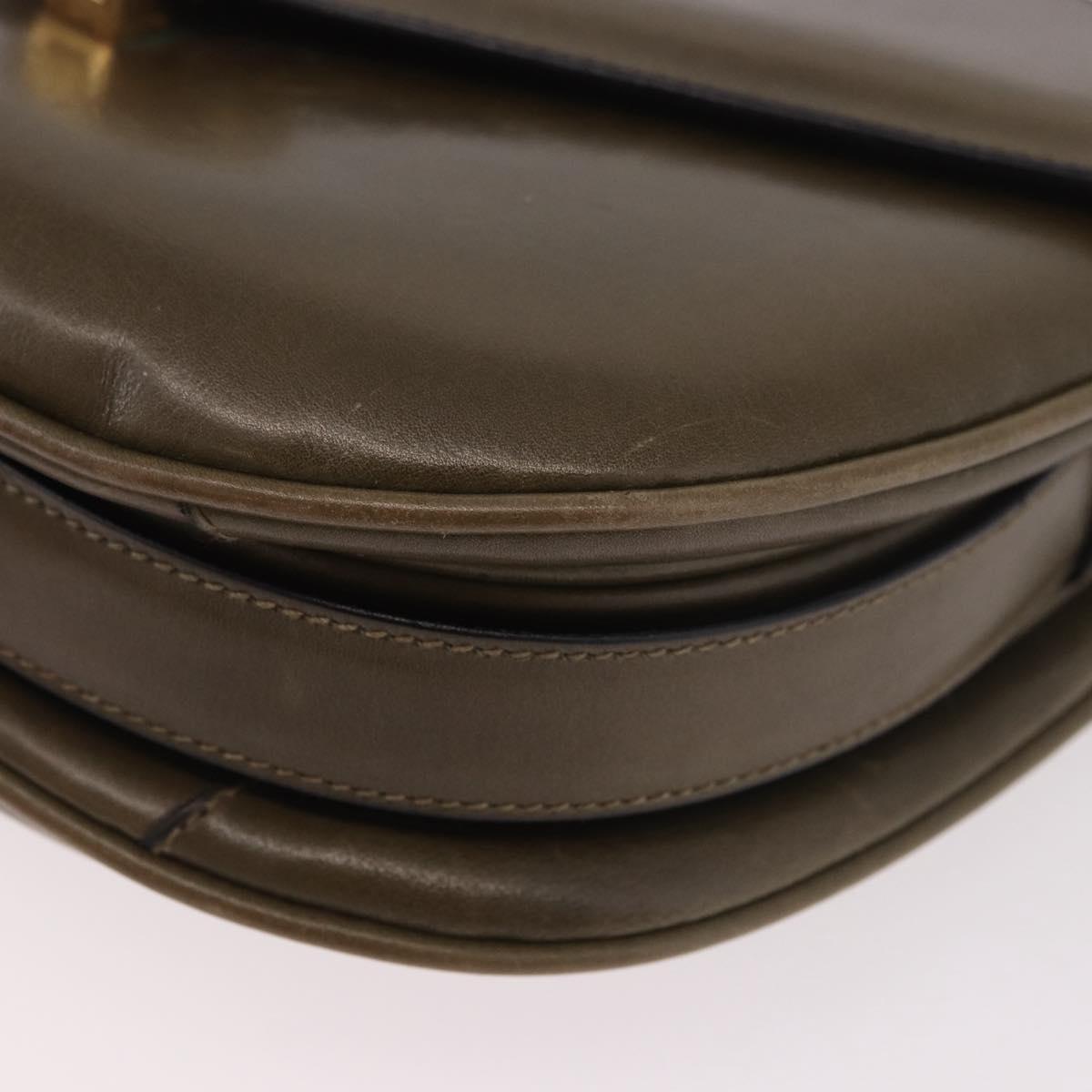 CELINE Shoulder Bag Leather Green Gold Auth 190980