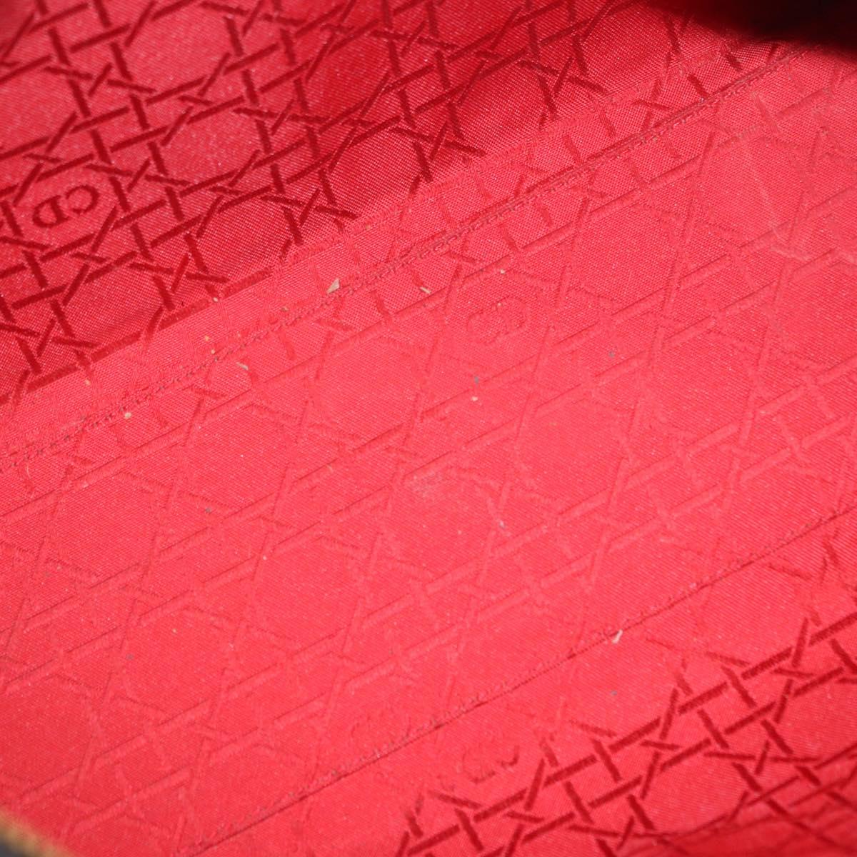 Christian Dior Canage Hand Bag Lamb Skin Black Gold Auth 190981