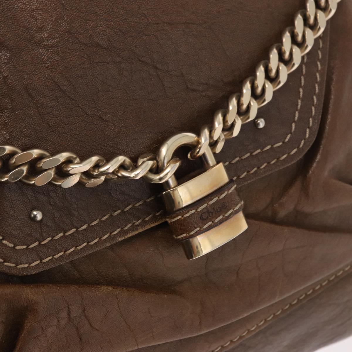 Chloe Paddington Hand Bag Leather Brown Gold Auth 190982