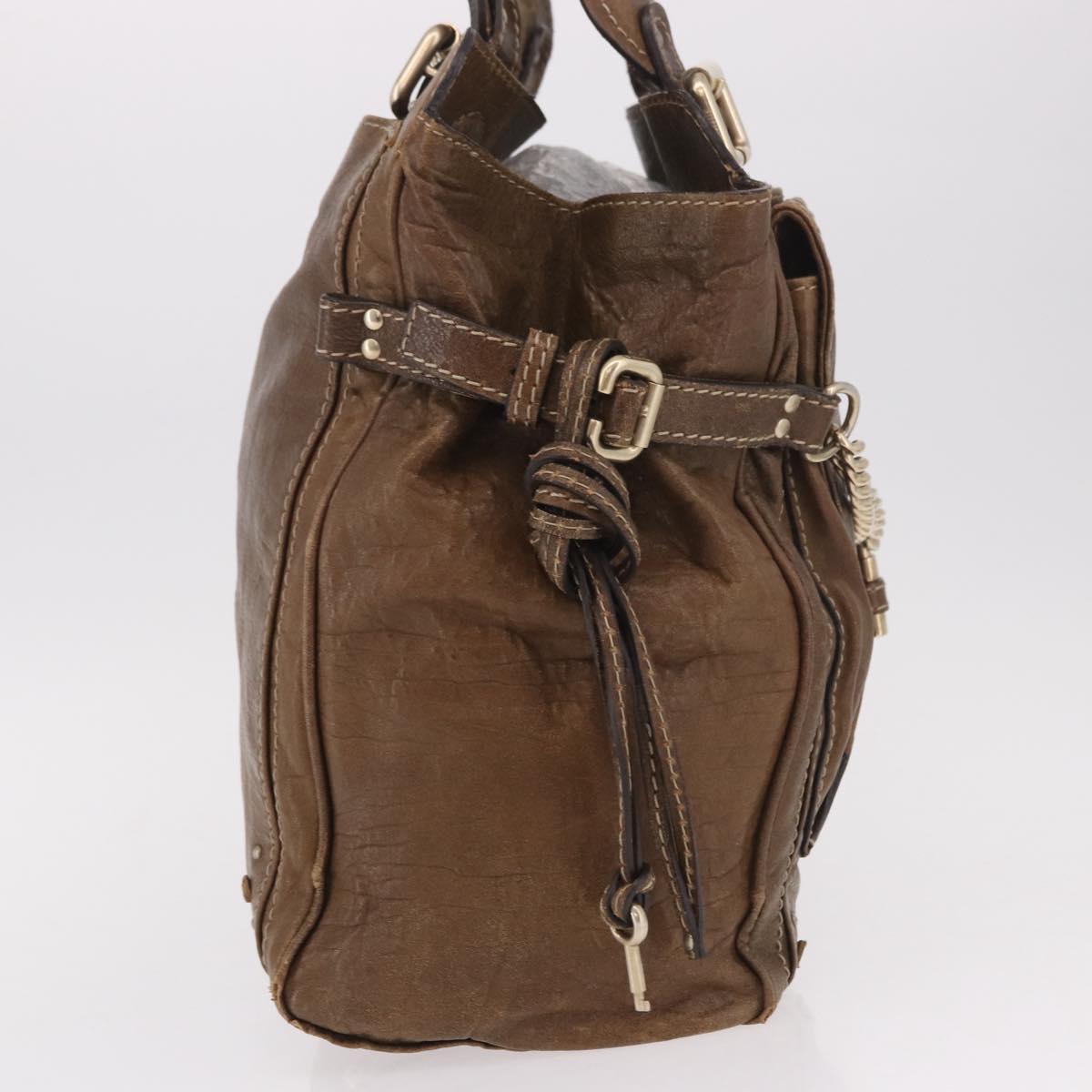 Chloe Paddington Hand Bag Leather Brown Gold Auth 190982