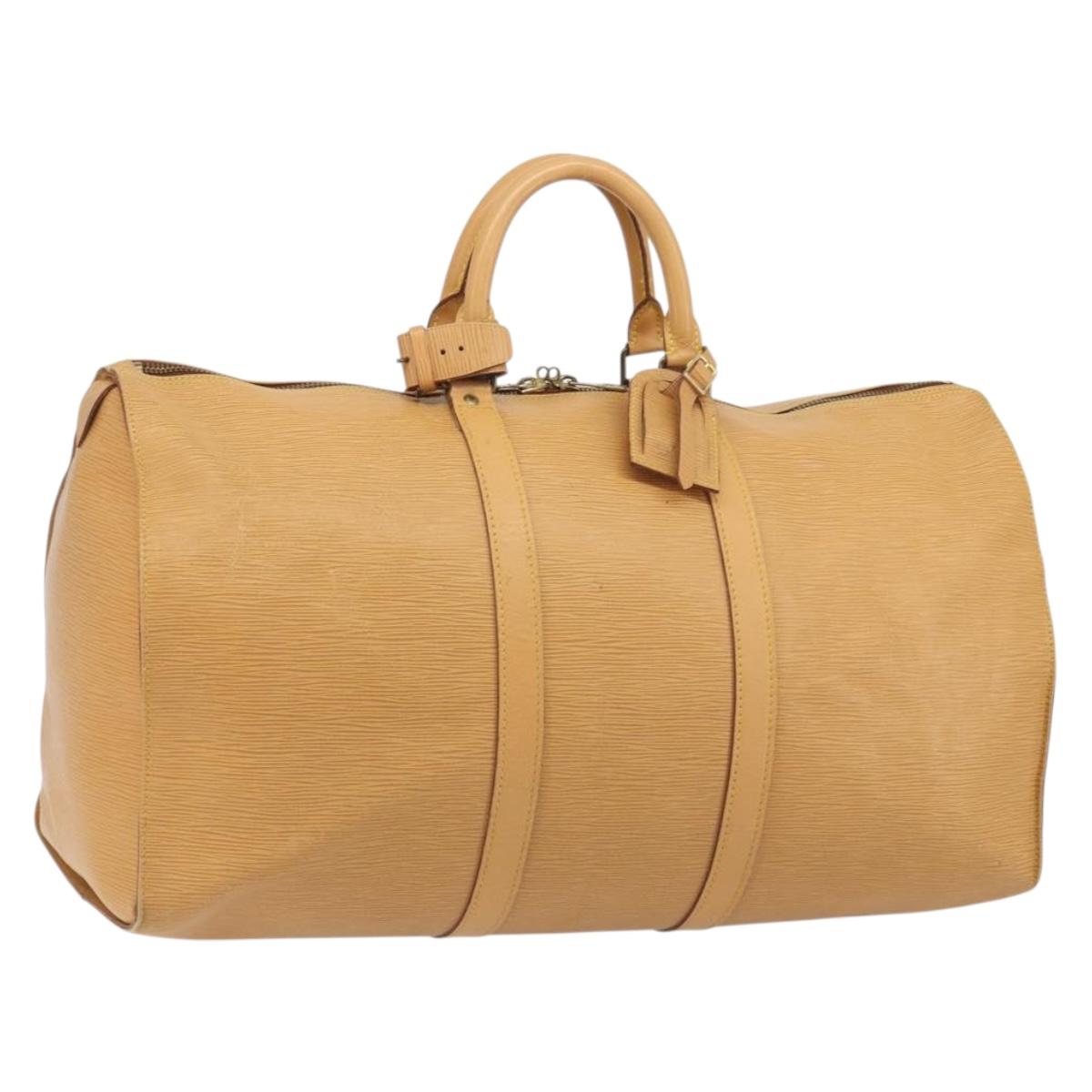 LOUIS VUITTON Epi Keepall 50 Boston Bag Beige M42941 LV Auth 190983A