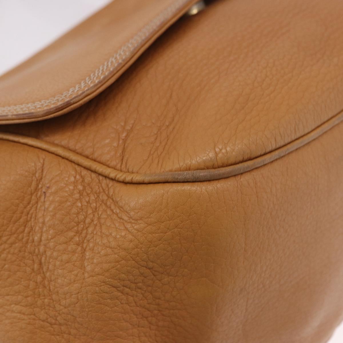 LOEWE Anagram Shoulder Bag Leather Beige Gold Auth 190988