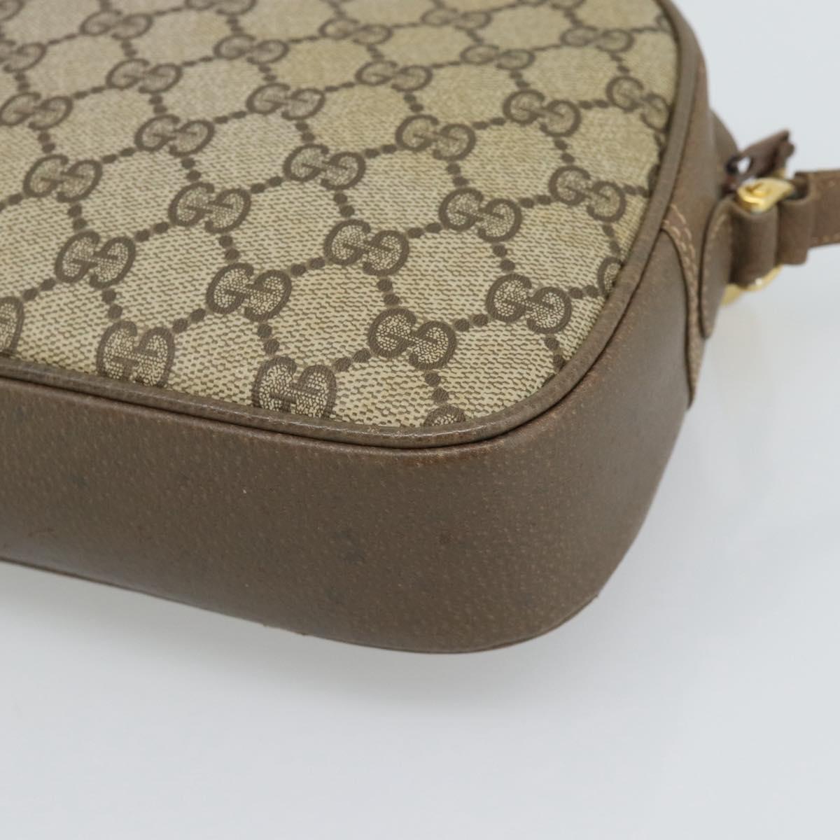 GUCCI GG Supreme Web Sherry Line Shoulder Bag PVC Beige Gold Auth 190994