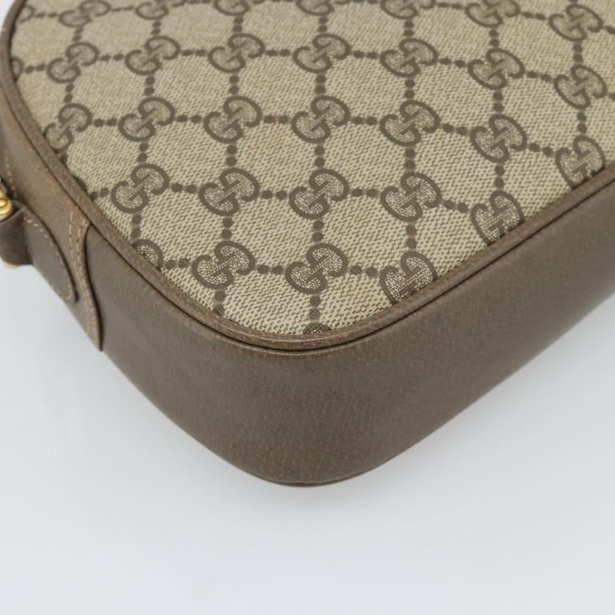 GUCCI GG Supreme Web Sherry Line Shoulder Bag PVC Beige Gold Auth 190994