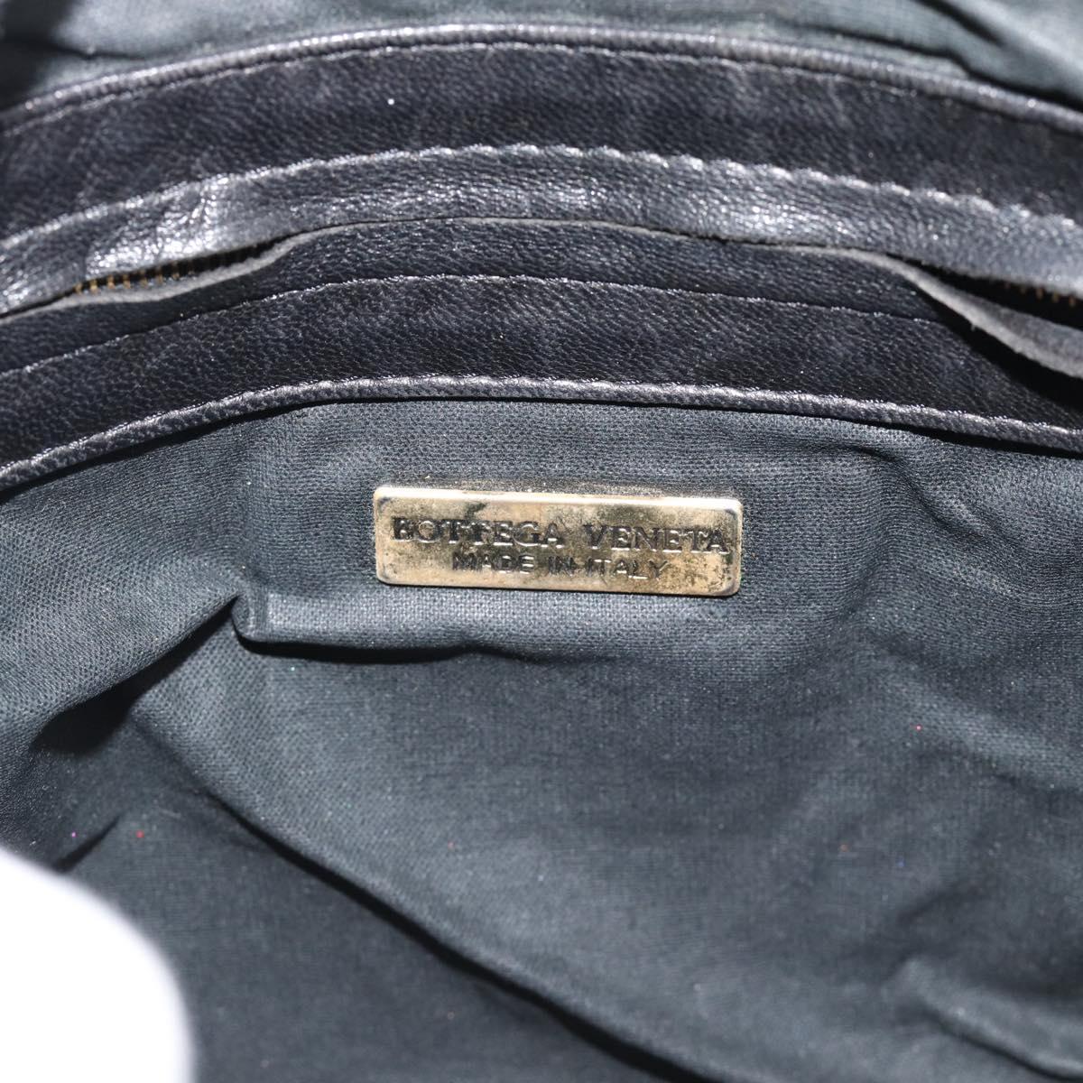 BOTTEGA VENETA INTRECCIATO Shoulder Bag Canvas Black Gold Auth 190995