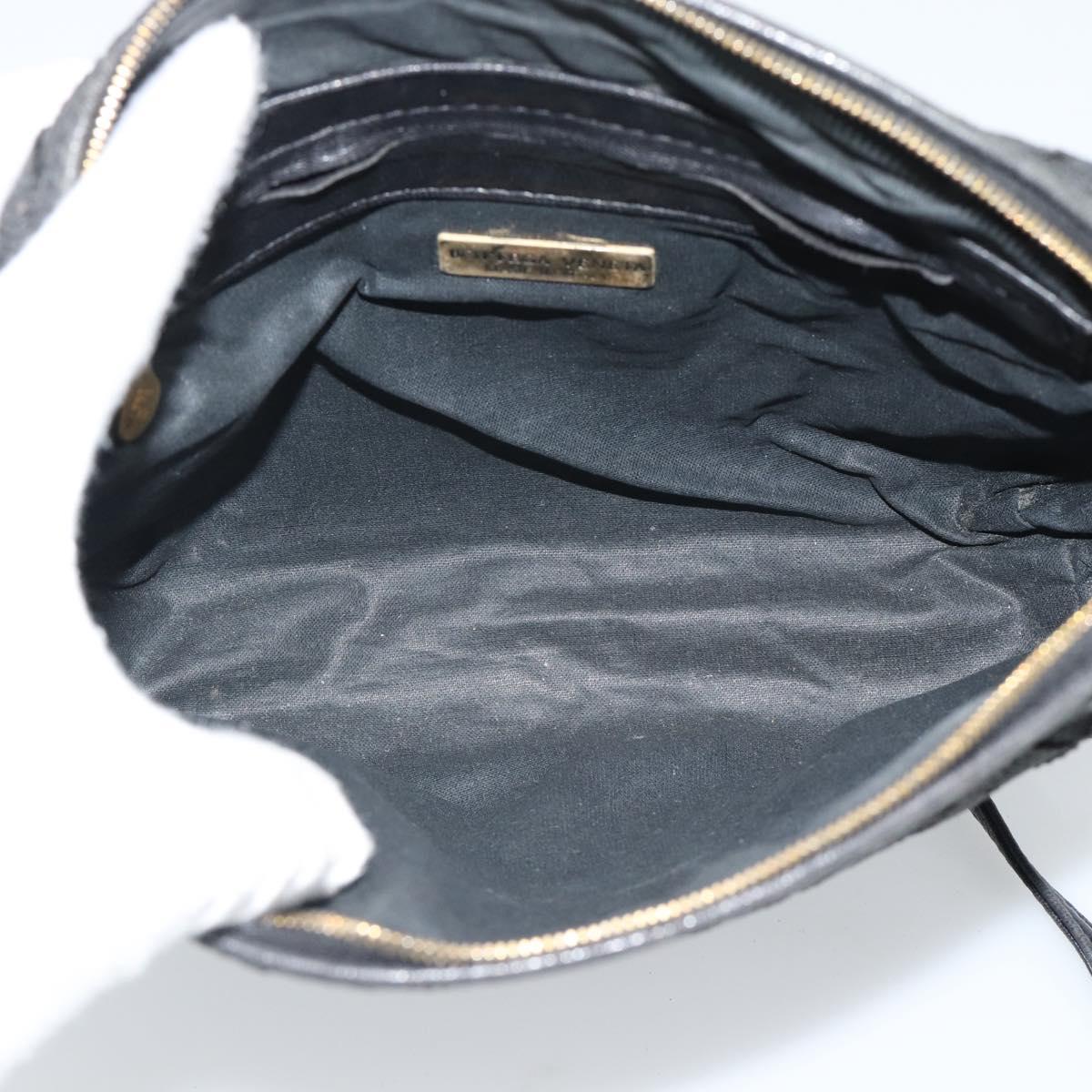 BOTTEGA VENETA INTRECCIATO Shoulder Bag Canvas Black Gold Auth 190995