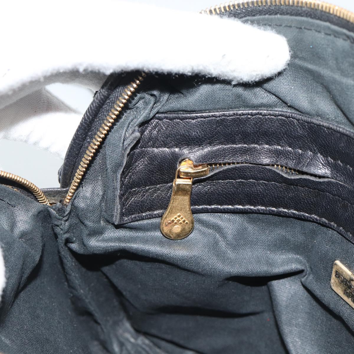 BOTTEGA VENETA INTRECCIATO Shoulder Bag Canvas Black Gold Auth 190995