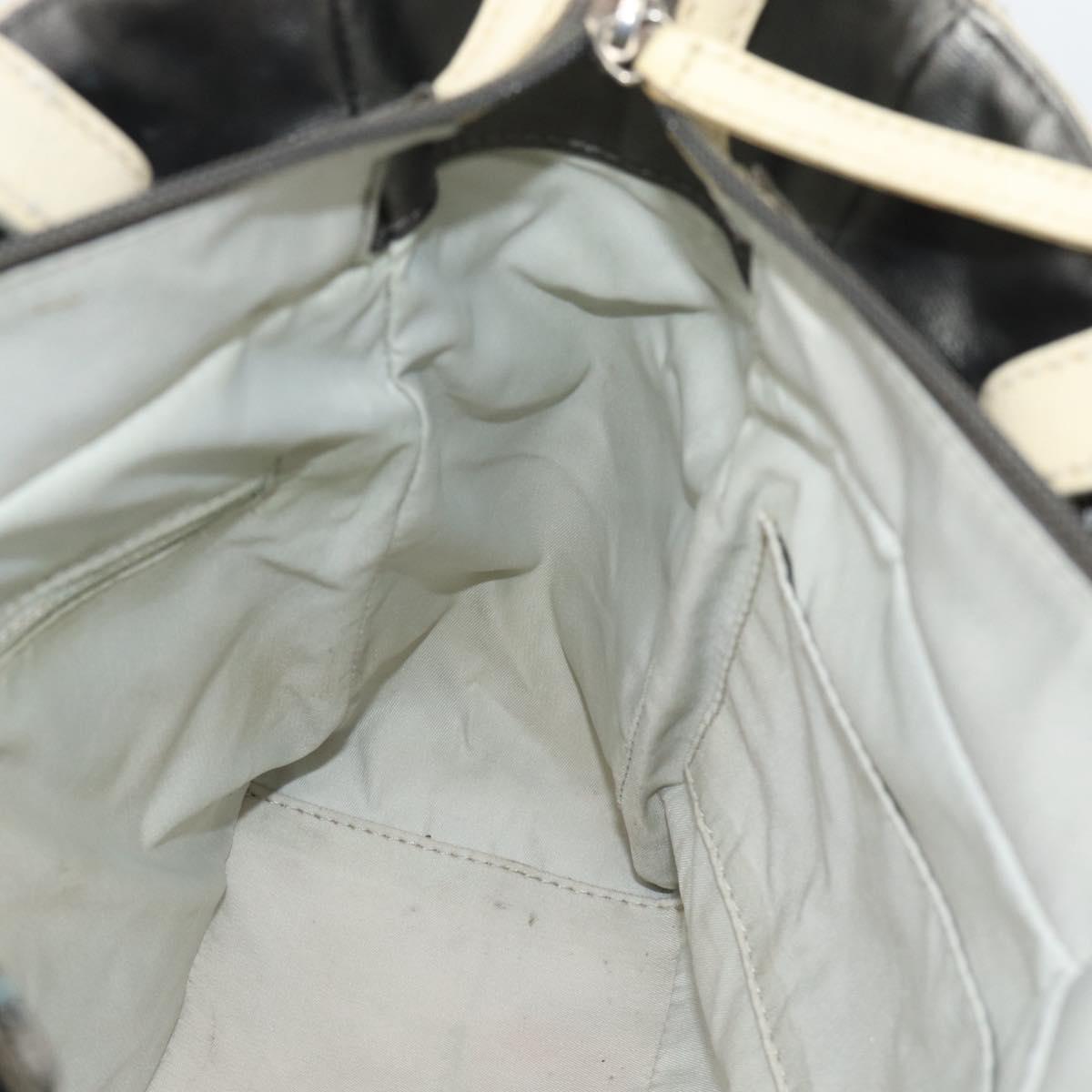 CHANEL Paris Biarritz PM Tote Bag Coated Canvas Silver CC Auth 191000