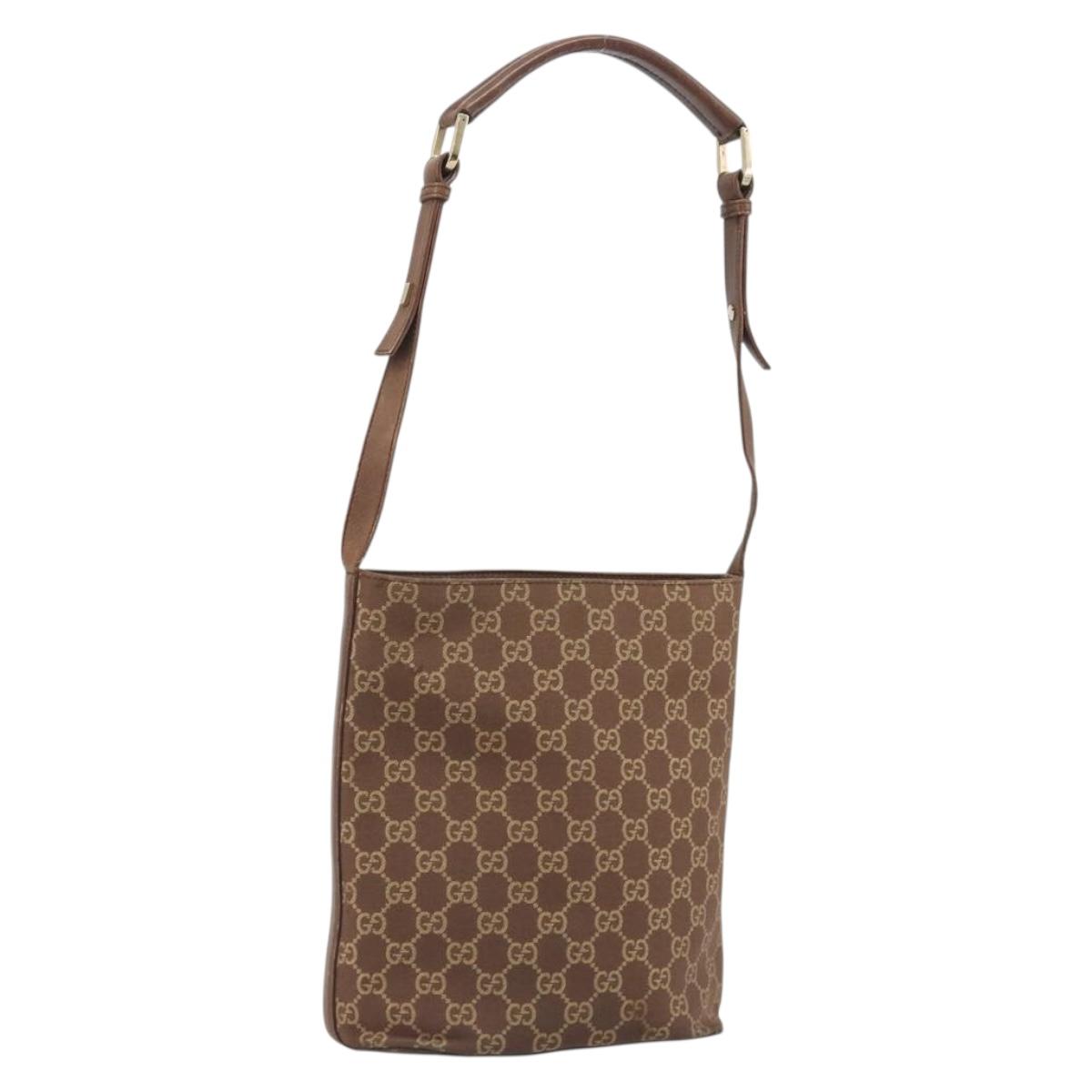 GUCCI GG Canvas Shoulder Bag Brown Gold 001 4286 Auth 191009