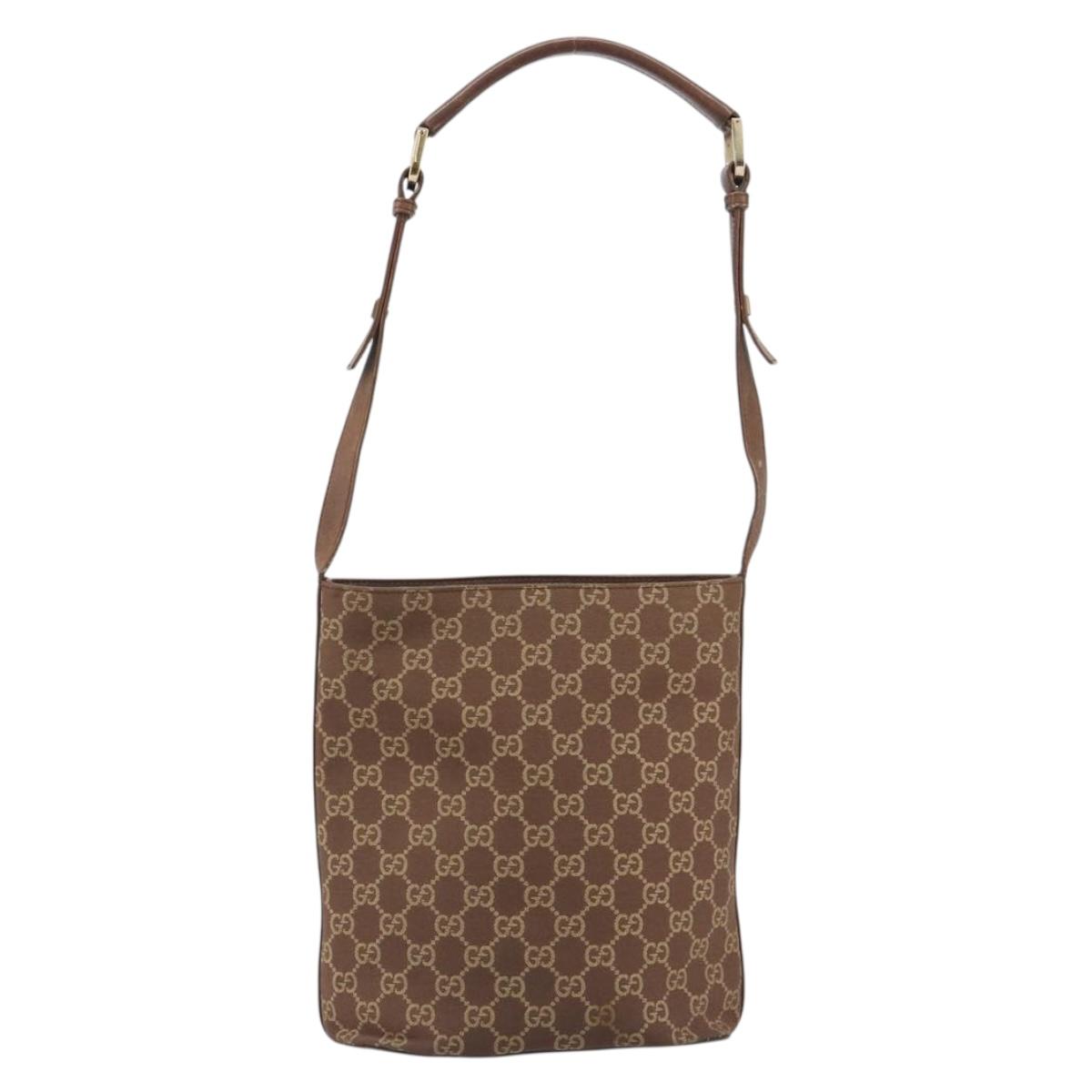 GUCCI GG Canvas Shoulder Bag Brown Gold 001 4286 Auth 191009