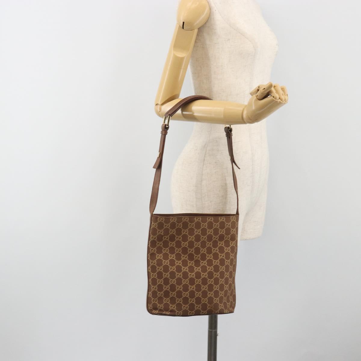 GUCCI GG Canvas Shoulder Bag Brown Gold 001 4286 Auth 191009