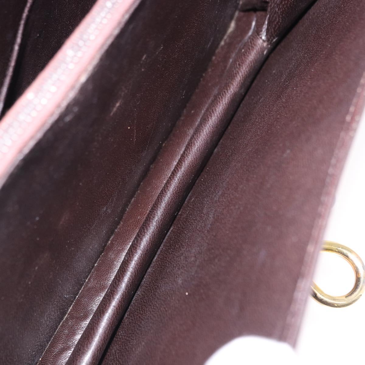 GUCCI Shoulder Bag Leather Dark Brown Gold Auth 191010
